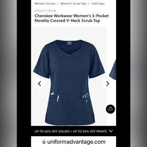 Cherokee Workwear Women’s 3 pocket Novelty Crossed V neck  Scrub Top XL NWT.